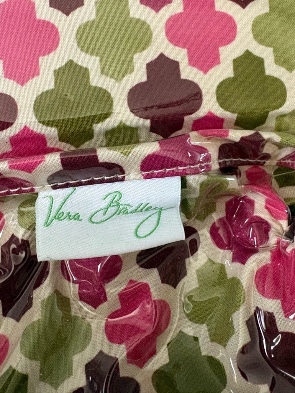 Vera Bradley Quilted Cosmetic Pouch in Pink, Olive & Brown - Picture 6 of 7